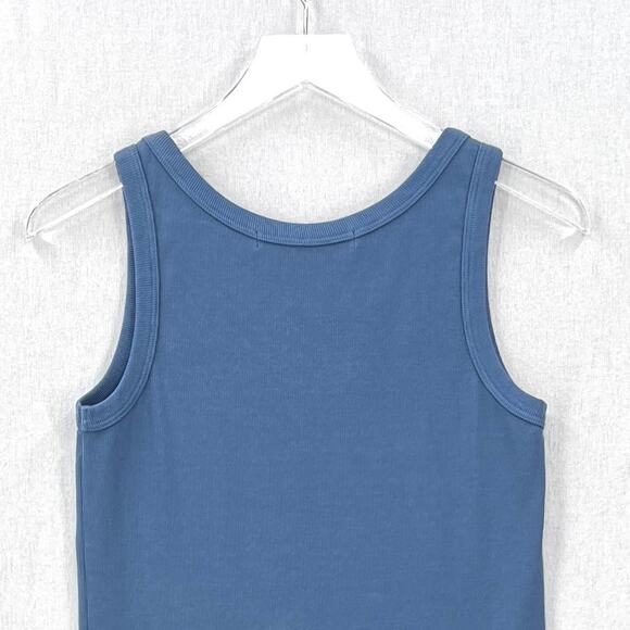 ENZA COSTA Supima Rib Scoop Tank Top Womens Medium Blue Sleeveless Quiet Luxury - Picture 6 of 13